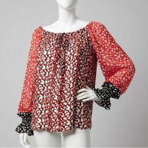 Cavalli Class Vibrant Red and Black Blouse